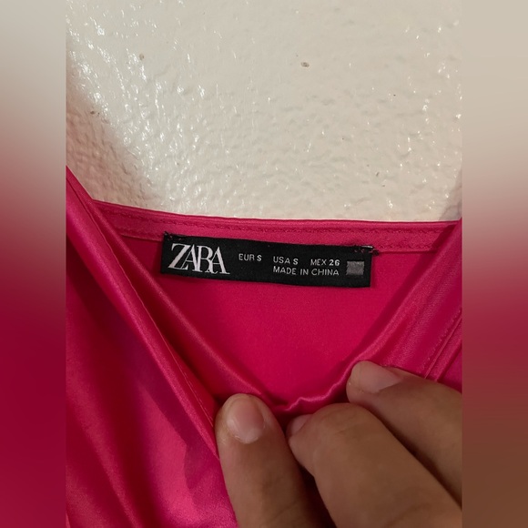 Zara pink satin effect mini dress adjustable straps - Picture 4 of 5